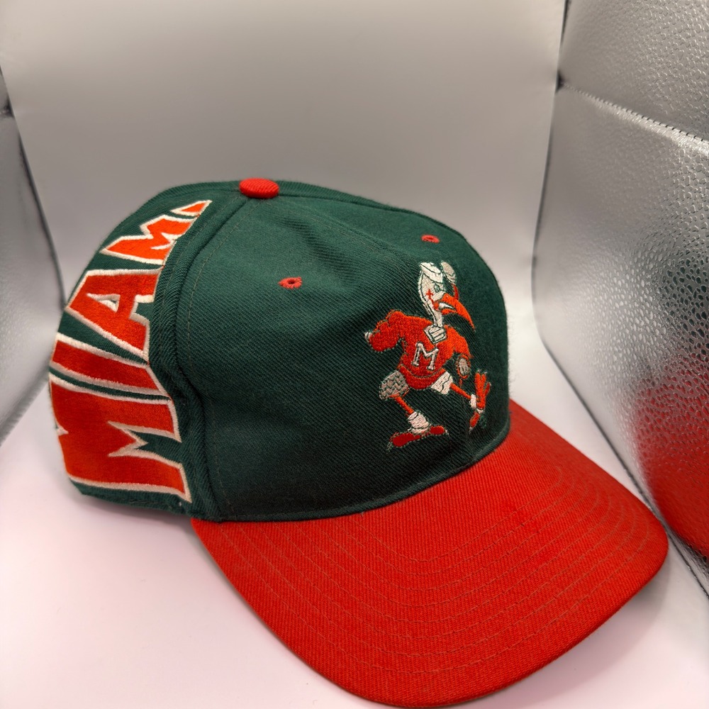 Vintage American Needle Miami Hurricanes Airhead Inflatable Hat Wool Large Read!